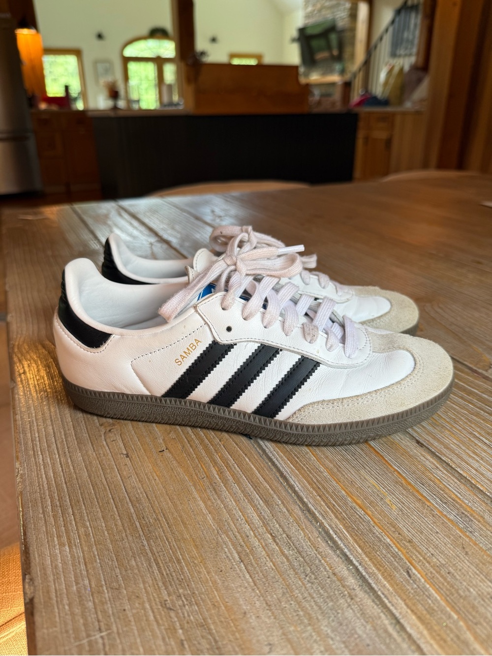 adidas White Sneakers with Black Stripes